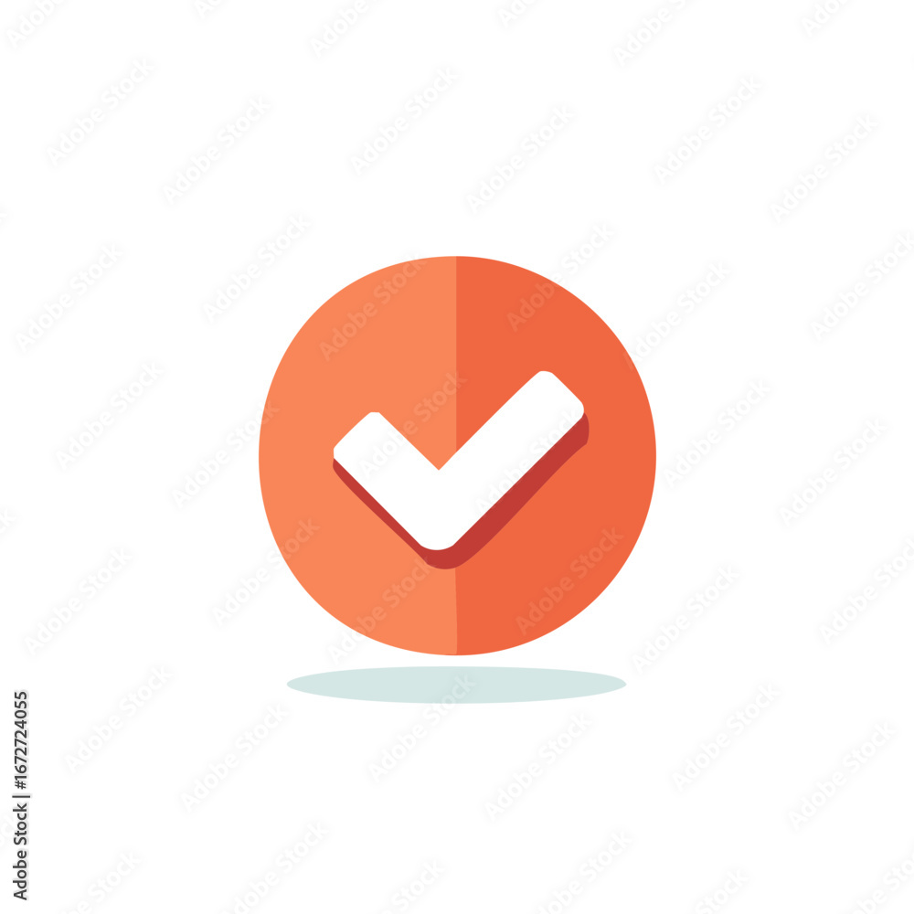 Poster check mark symbol inside a circle icon, design element