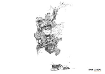Fototapeta premium Vector city highway map of San Diego with major roads and streets 