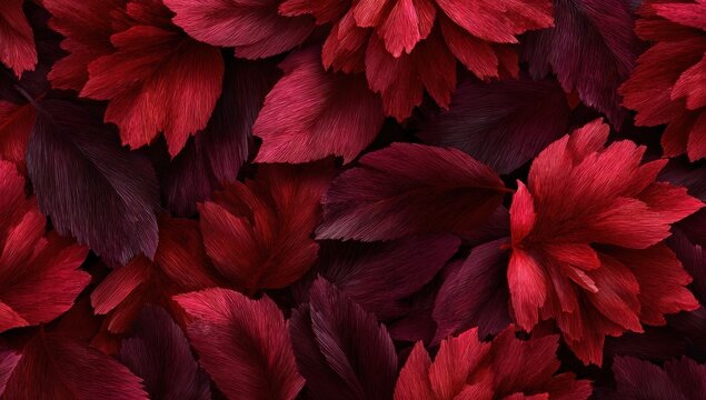 A rich tapestry of deep red and burgundy leaves - Powered by Adobe