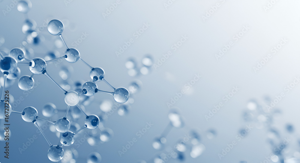 Poster molecular structure visualization representing science and technology concepts