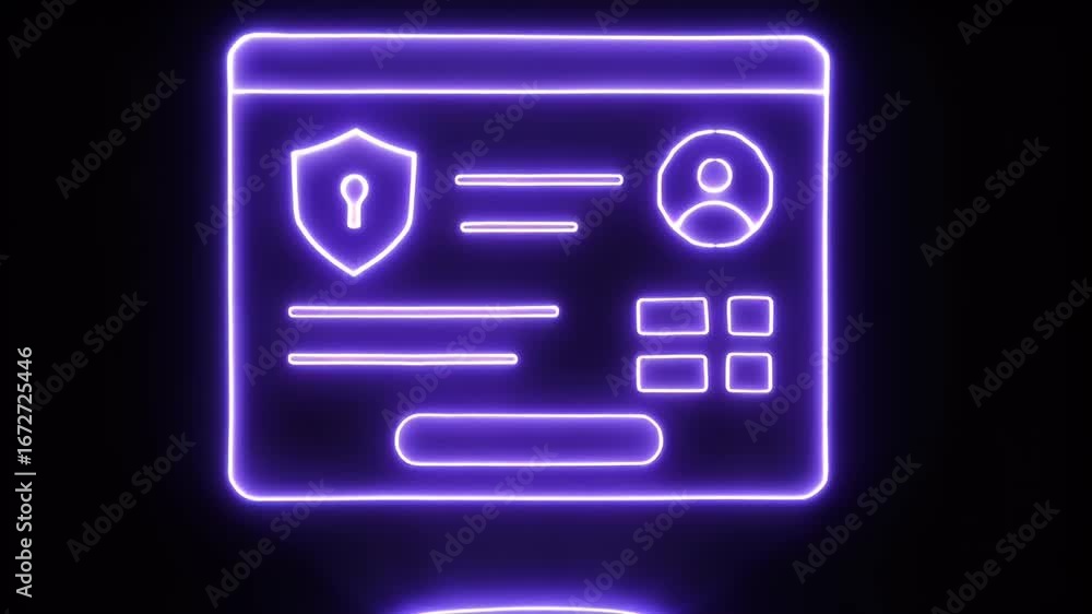 Poster cybersecurity interface: a vibrant neon illustration showcasing the digital security. encapsulating 