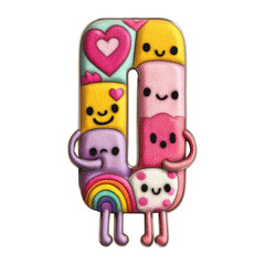 Fototapeta premium A playful and colorful illustration of a cute character design, featuring smiling faces and joyful elements.