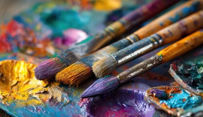 Obraz premium Artist's paintbrushes and palette