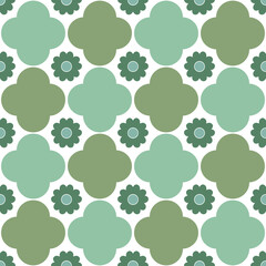 Floral Geometric Pattern in Green – Seamless Decorative Design Transparent