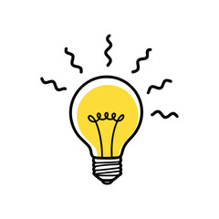 Hand Drawn Light Bulb Doodle with Rays