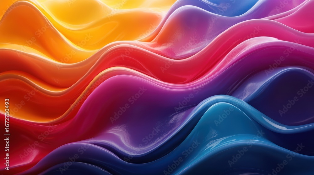 Poster vibrant, undulating waves of color flow seamlessly, creating a dynamic and abstract pattern.