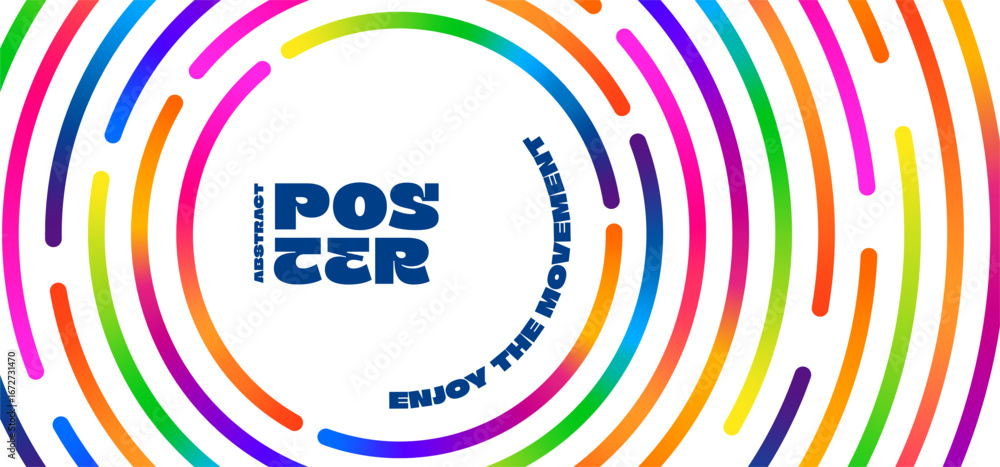 Poster round color circle lines background. vector geometric circular rings of gradient lines. abstract con