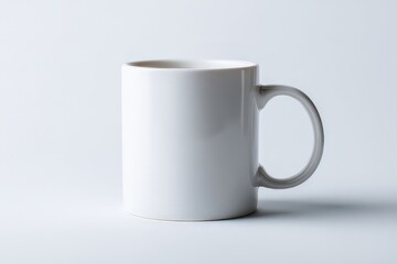 Fototapeta premium Empty White Mug On Light Gray Background