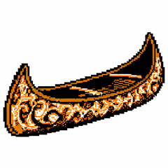 Obraz premium Pixel Art of A tribal canoe decorated with painted patterns