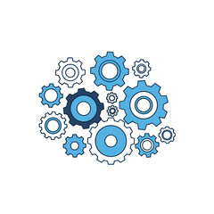 Conceptualization of interlocking mechanical gears working together in a unified system for coordinated motion and functionality