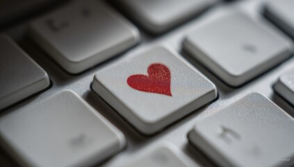 Close-up of a keyboard key with a heart