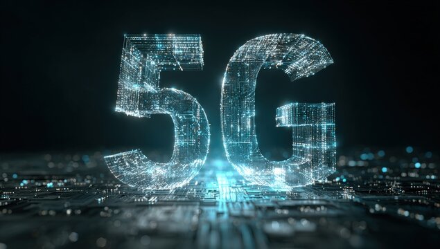 Digital 5G network graphic - Powered by Adobe