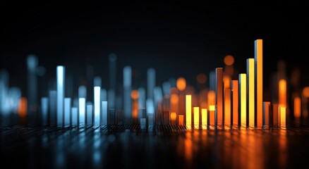 Abstract city skyline of glowing bars