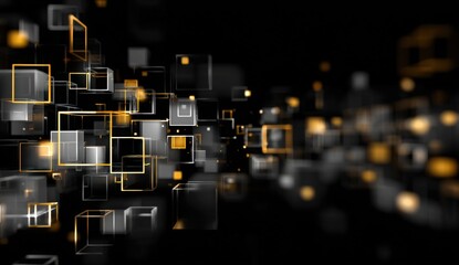 Abstract digital network of interconnected cubes
