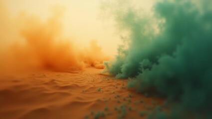 Desert Sandstorm with Teal  Orange Smoke.