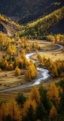 Winding road through autumnal valley (2)