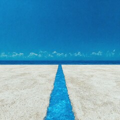 Obraz premium Abstract Blue Waterway Through White Sand