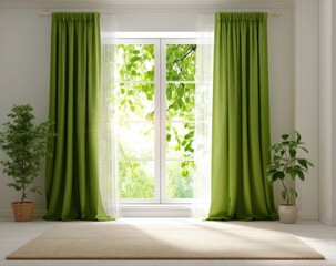 Interior room with window, greenery, and sunlight