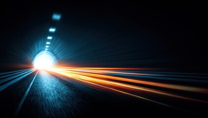 Abstract tunnel with light streaks