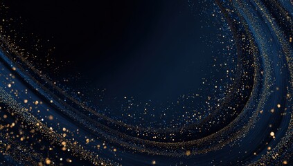 Abstract swirling, textured background with golden particles
