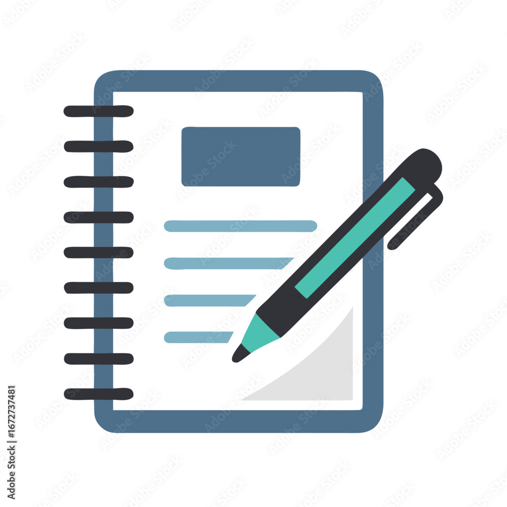 Aufkleber notebook and pen illustration for writing and note taking concept in vector format perfect for desig