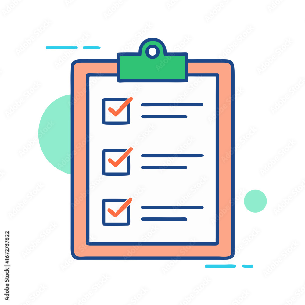 Poster checklist clipboard task management to do list project plan survey form business plan vector illustr