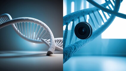 DNA Helix with Camera Lens, and Science.