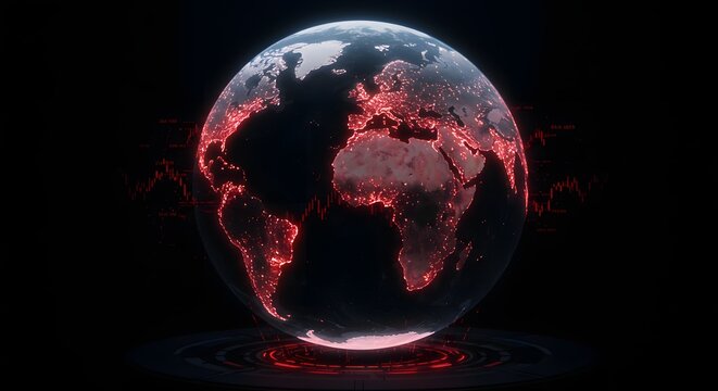 Global Digital Network with Financial Market Data Visualization