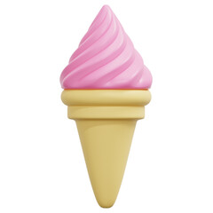 3D Strawberry Soft Serve Ice Cream Icon