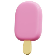 3D Strawberry Popsicle Ice Cream Icon