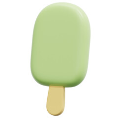 3D Green Tea Popsicle Ice Cream Icon