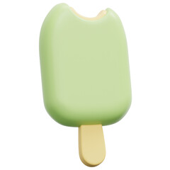 3D Green Tea Bitten Popsicle Ice Cream Icon