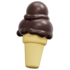 3D Chocolate Tripple Scope Ice Cream Icon