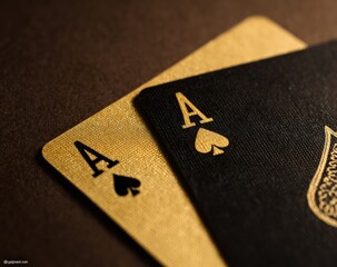 Two gold-edged playing cards, close-up