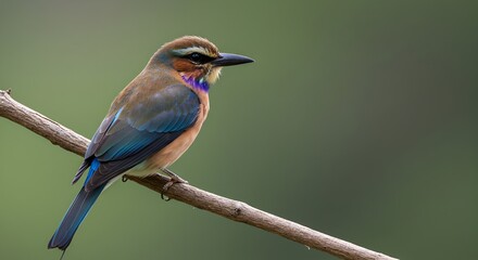 Obraz premium Colorful exotic bird sitting on a tree limb, detailed feathers visible