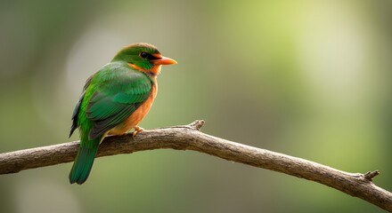 Colorful exotic bird sitting on a tree limb, detailed feathers visible