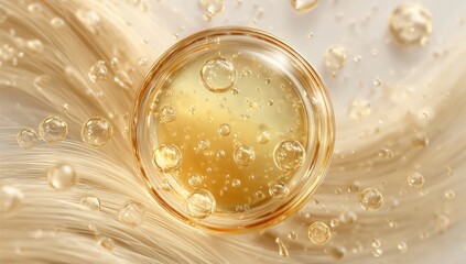 Golden serum with blonde hair