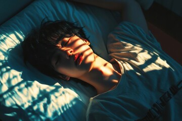 Sleeping Peacefully and Bathed in Sunlight, Dreamy Shadows on a young adult
