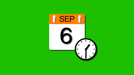 September 2025 year 6 date calendar illustration, on a white background.	