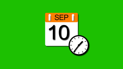 September 2025 year 10 date calendar illustration, on a white background.	