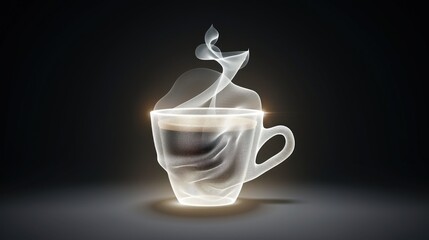 Aromatic Coffee: An ethereal cup of coffee with mystical steam