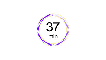 Abstract clock icon illustration. arrow Clock icon Digital and analog clock 37 minutes isolated on black background. and creating a stunning illustration.4k illustration	