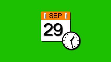 September 2025 year 29 date calendar illustration, on a white background.	