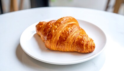 Delightful morning indulgence: A close-up of a freshly baked croissant