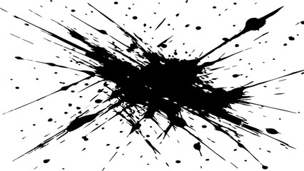 Silhouette ink brush stroke with splattered edges on a clean white background. The design feels raw, distressed, and messy.