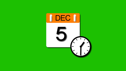 December 5 date 2025 illustration . calendar animation on a black background. and stunning 4k illustration .	