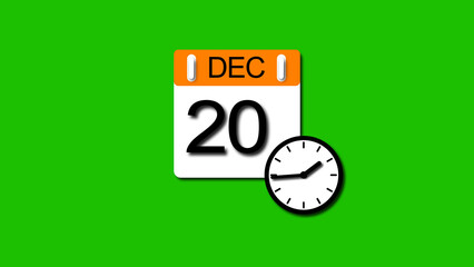 December 20 date 2025 illustration . calendar animation on a black background. and stunning 4k illustration .	