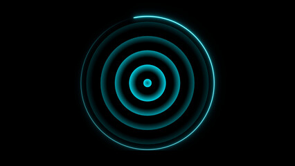 cyan color Technology Radio waves screen illustration . Communications Tower Icon illustration .Technology Radio wave signal icon on a black background.	