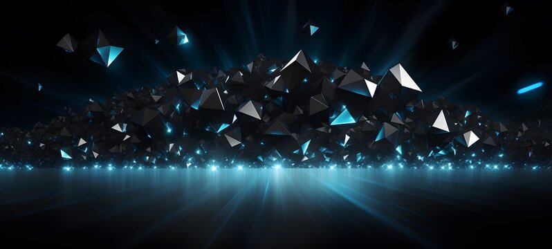 The black background contrasts sharply with the bright blue diamonds light emitted by star, generative ai