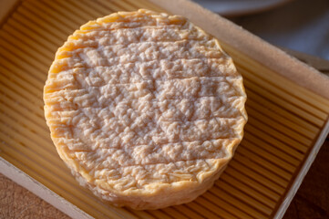 French soft Camembert cheese, original Camembert de Normandie made from raw unpasteurised cow milk